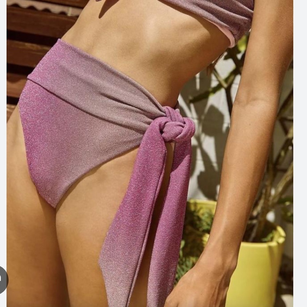 Beach Riot Claire Bikini Bottom Pink Purple Ombre Glitter Size XS NWT